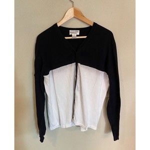 Pendleton Cardigan Sweater Womens Black/White Button Long Sleeve V-Neck Size XL